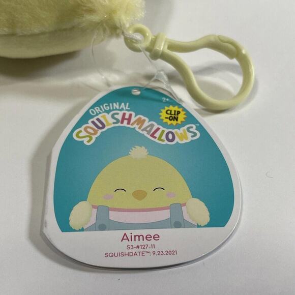 Squishmallows Aimee Clip-On Chick 3.5" Plush Keychain KellyToy Easter - Picture 2 of 2